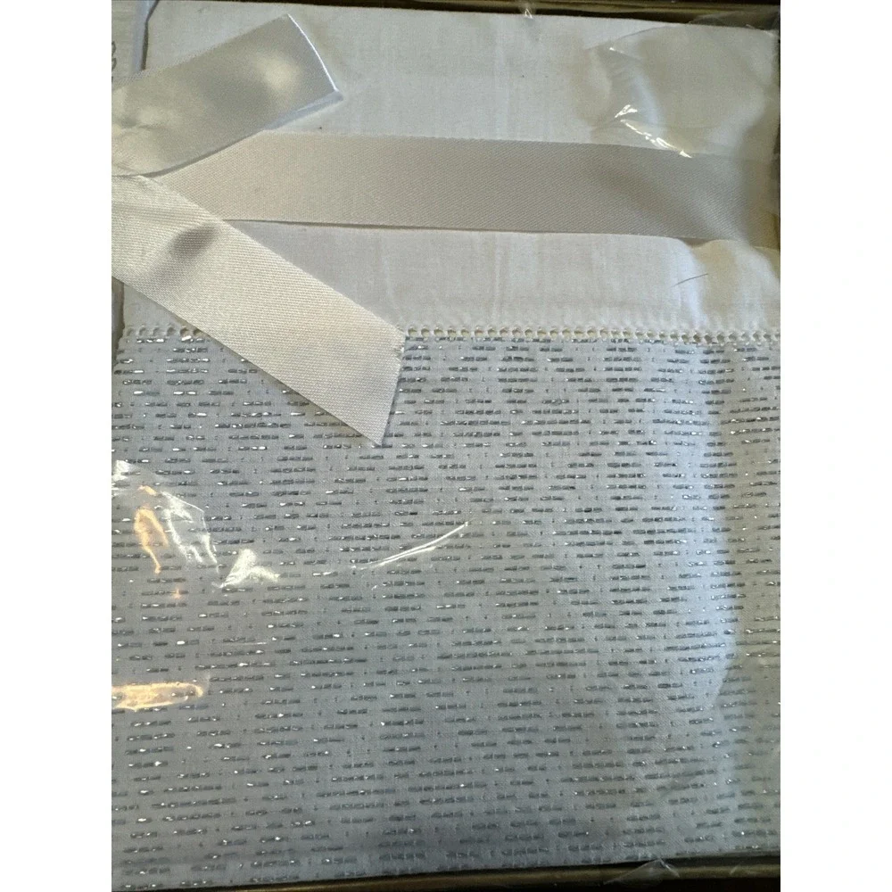Vintage 60s Dan River Box Set 2 Pillowcases Blue‎ Silver Star Damask Pattern USA